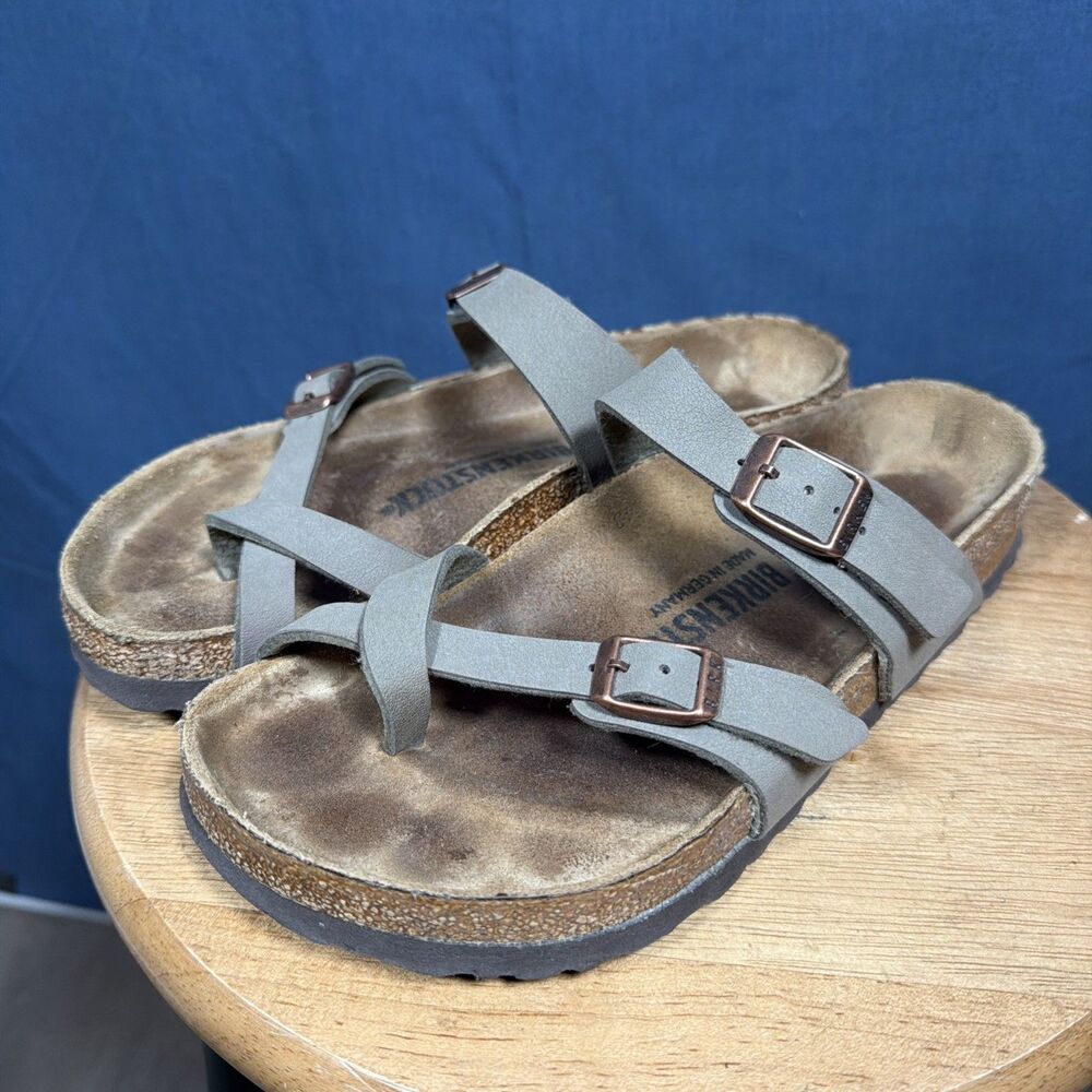 Birkenstock Mayari Birkibuc Stone Brown Sandals Slide Women’s Size 37 Ladies 6